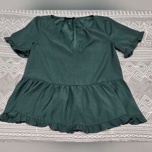 Madewell Stanza Ruffle Hem Top In Spruce Size XS